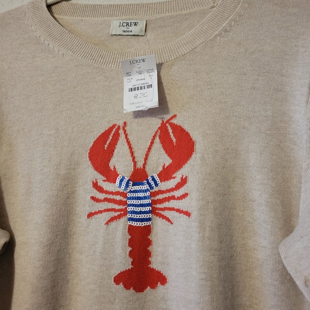 J. Crew Factory Lobster Teddie Sweater - beige - Picture 8 of 11